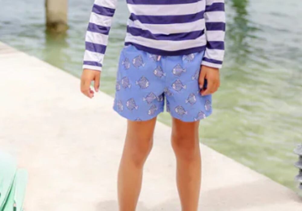 TBBC Boy's Blue Little Fish Tortola Trunks Size 12-18M